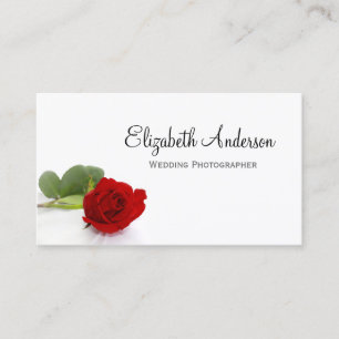 Elegante Rote Rose Wedding Fotograf Visitenkarte