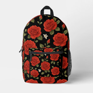 Elegante Rote Rose & White Jasmine Bedruckter Rucksack
