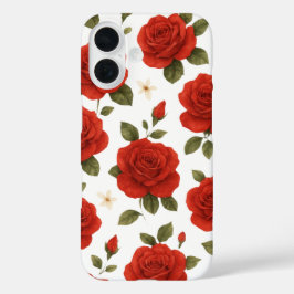 Elegante Rote Rose & White Jasmine iPhone 16 Hülle