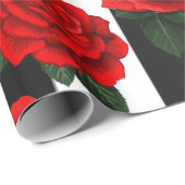  Elegante Rote Rosen auf Schwarz-Weiß-Streifen Geschenkpapier (Rolleneckpunkt)