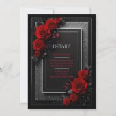 Elegante Rote Rosen Black Glam Einladung zum Gebur (Rückseite)