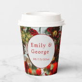 Elegante rote Rosen blühen Blume blumenreiche Hoch Pappbecher (Rückseite)