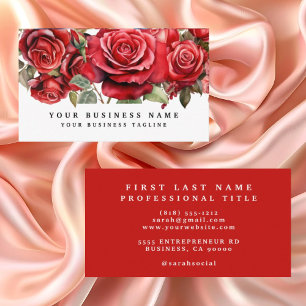 Elegante rote Rosen Blumen Floral  Visitenkarte