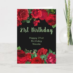 Elegante rote Rosen Blumen Geburtstagsfeier Karte