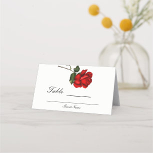 Elegante rote Rosen Blumen Hochzeit Tischnummer Platzkarte