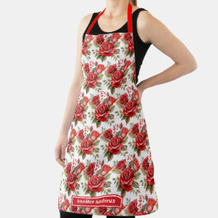 Elegante rote Rosen Blumen Schürze