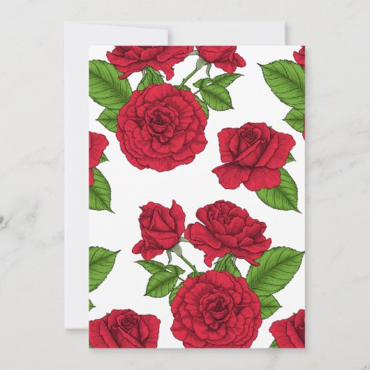 Elegante Rote Rosen Blumendusche Einladung (Rückseite)