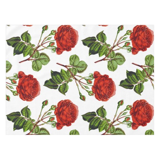 Elegante Rote Rosen Blumenmuster Blume| Tischdecke (Vorderseite (Horizontal))