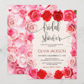 Elegante Rote Rosen Brautdusche Einladung (Vorne/Hinten)