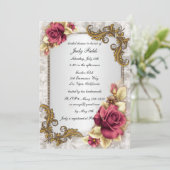 Elegante Rote Rosen Brautdusche Einladung (Stehend Vorderseite)