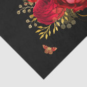 Elegante Rote Rosen Butterfly Gold Seidenpapier (Ausschnitt)