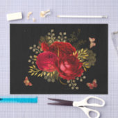 Elegante Rote Rosen Butterfly Gold Seidenpapier (Handwerk)