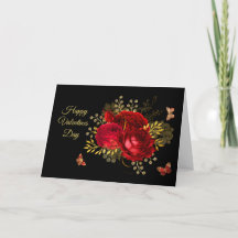Elegante Rote Rosen Butterfly Goldene Valentine