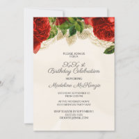 Elegante Rote Rosen Champagne Geburtstagsfeier Ein