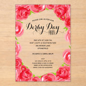 Elegante Rote Rosen Derby Party Acryleinladungen (Vorderseite)