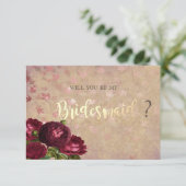 Elegante Rote Rosen Fallende Blätter Einladung (Stehend Vorderseite)