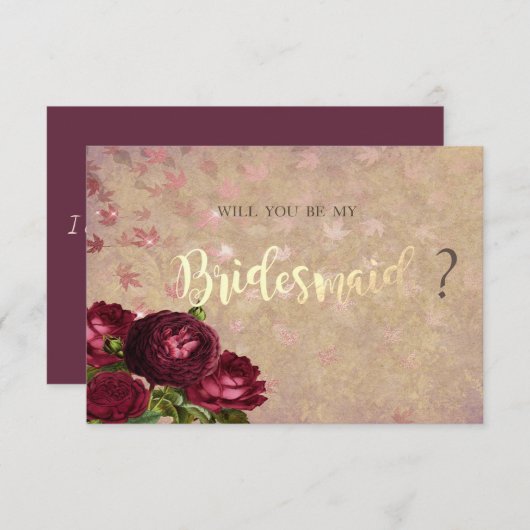 Elegante Rote Rosen Fallende Blätter Einladung (Vorne/Hinten)