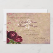 Elegante Rote Rosen Fallende Blätter Einladung (Vorderseite)