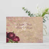 Elegante Rote Rosen Fallende Blätter Einladung (Stehend Vorderseite)