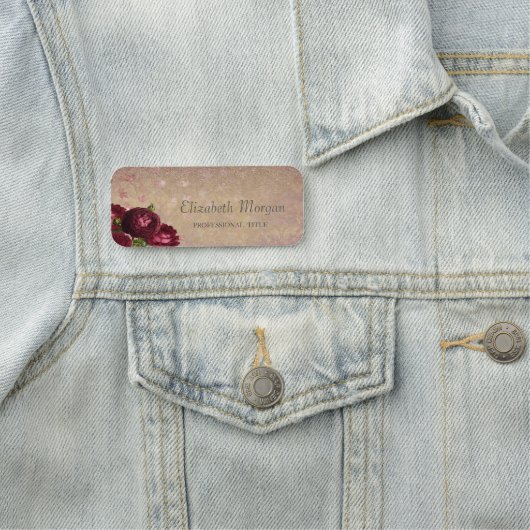 Elegante Rote Rosen Fallende Blätter Namensschild (Beispiel)