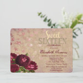 Elegante Rote Rosen Fallende Blätter Süß 16 Einladung (Stehend Vorderseite)