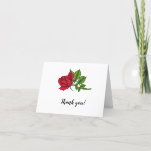 Elegante rote Rosen Florale Hochzeits-Dankeskarten Dankeskarte