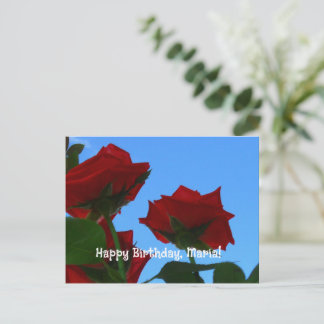 Elegante rote Rosen Foto Grußkarte zum Geburtstag Postkarte