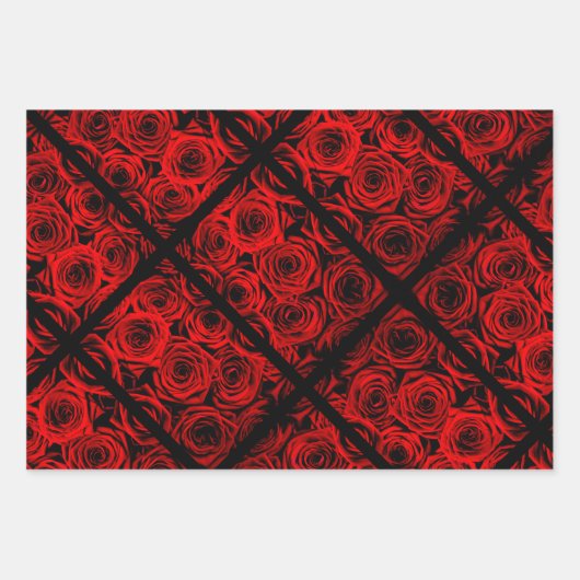 Elegante Rote Rosen Geschenkpapier Set (Vorderseite)