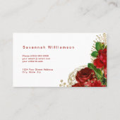 Elegante Rote Rosen Gold anpassbar Visitenkarte (Rückseite)