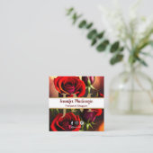 Elegante Rote Rosen Gold Quadratische Visitenkarte (Stehend Vorderseite)