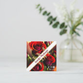 Elegante Rote Rosen Gold Quadratische Visitenkarte (Stehend Vorderseite)