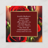 Elegante Rote Rosen Gold Quadratische Visitenkarte (Rückseite)