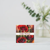 Elegante Rote Rosen Gold Quadratische Visitenkarte (Stehend Vorderseite)