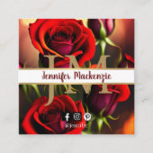 Elegante Rote Rosen Gold Quadratische Visitenkarte (Vorderseite)
