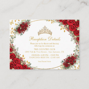 Elegante rote Rosen goldene Schmetterlinge Quincea Begleitkarte