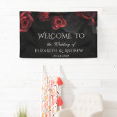 Elegante Rote Rosen Gotische Hochzeit Banner (Insitu)