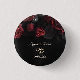 Elegante Rote Rosen Gotische Hochzeit Button