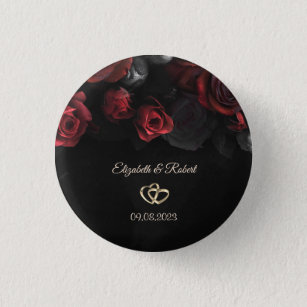 Elegante Rote Rosen Gotische Hochzeit Button
