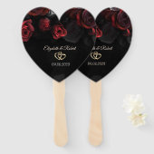Elegante Rote Rosen Gotische Hochzeit Fächer (Vorne und Hinten)