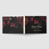 Elegante Rote Rosen Gotische Hochzeit Gästebuch (Voll)