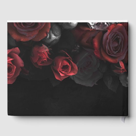Elegante Rote Rosen Gotische Hochzeit Gästebuch (Rückseite)
