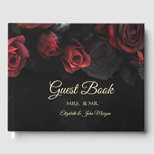 Elegante rote Rosen gotische Hochzeit Gästebuch