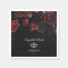 Elegante Rote Rosen Gotische Hochzeit Serviette