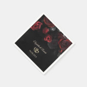 Elegante Rote Rosen Gotische Hochzeit Serviette (Ecke)