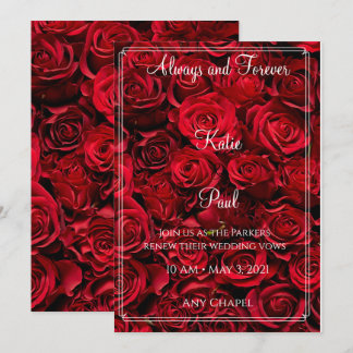 Elegante Rote Rosen Hochzeit Einladung