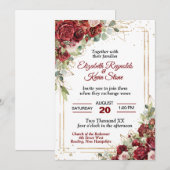 Elegante Rote Rosen Hochzeit Einladung (Vorne/Hinten)