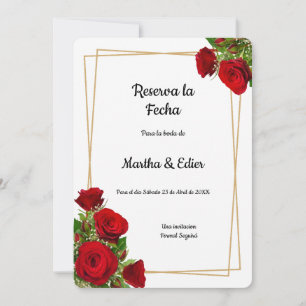 Elegante rote Rosen Hochzeit Formal Save The Date
