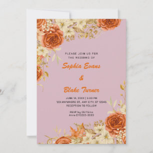 Elegante rote Rosen Hochzeit Orange Einladung