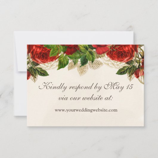 Elegante Rote Rosen Hochzeiten Website UAWG RSVP Karte (Vorderseite)