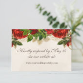 Elegante Rote Rosen Hochzeiten Website UAWG RSVP Karte (Stehend Vorderseite)